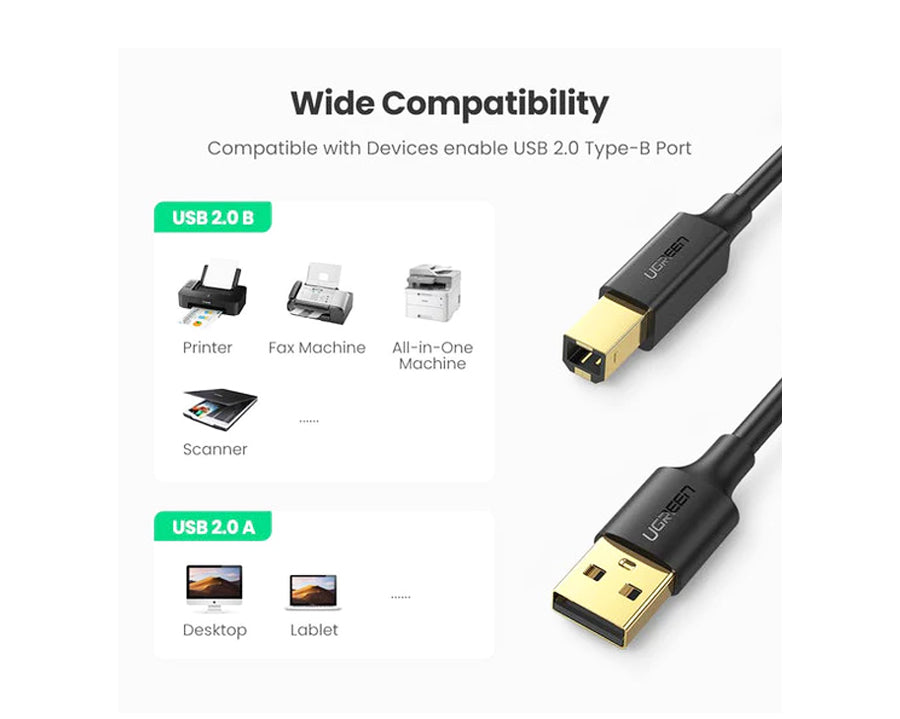 Ugreen 10350 USB 2.0 Printer Scanner Cable