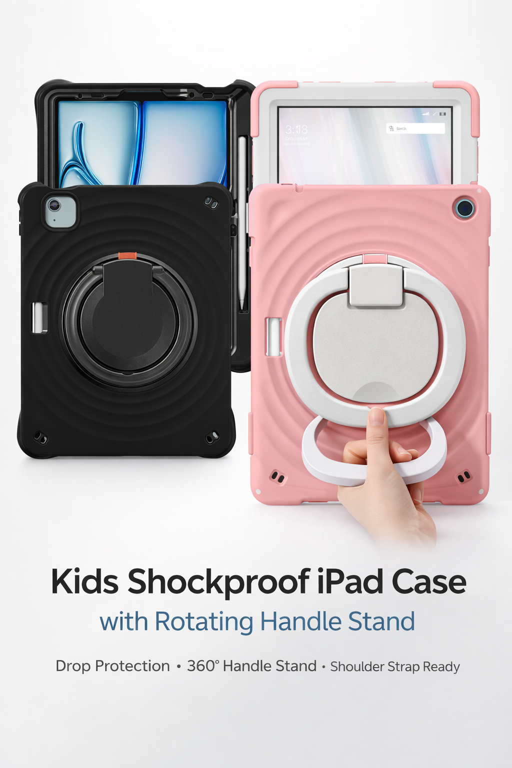 iPad Heavy Duty Shockproof Case with 360° Rotating Stand