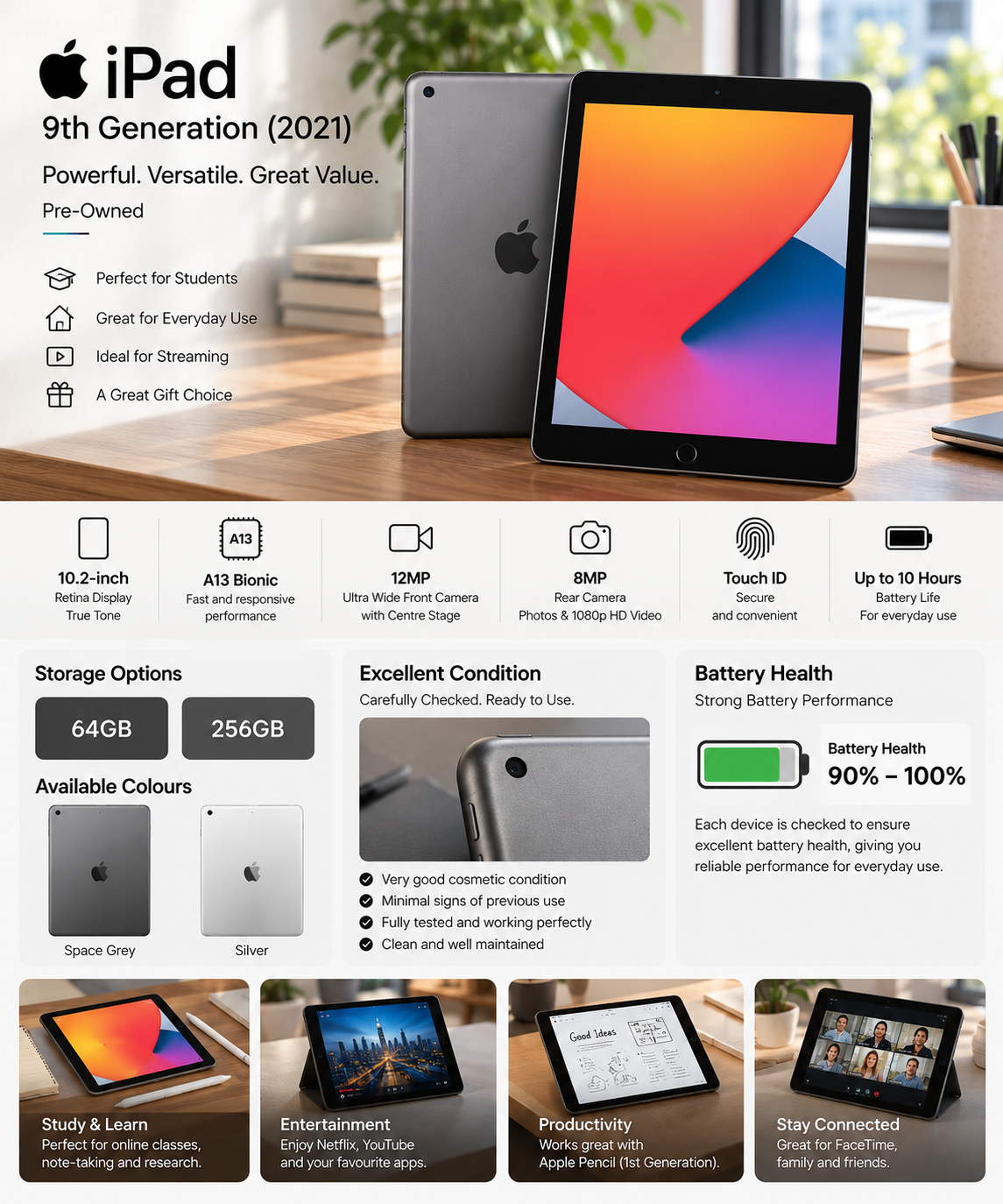 Pre-owned Apple iPad 9th Gen (2021) 10.2" Wi-Fi