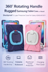 Samsung Galaxy Tablet 360° Rotating Handle Rugged Case – Shockproof 3-Layer Protective Tablet Cover with Stand