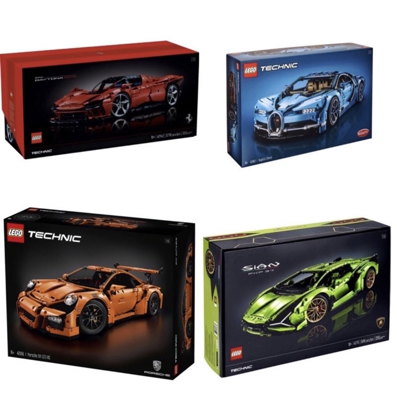LEGO Technic Luxury Set Porsche 911 GT3 RS(42056) Bugatti Chiron(42083) Ferrari Daytona SP3(42143) Lamborghini Sian FKP37(42115)